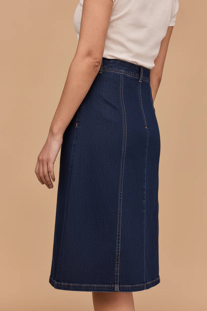 Frock Me Out A-Line Denim Skirt - Indigo