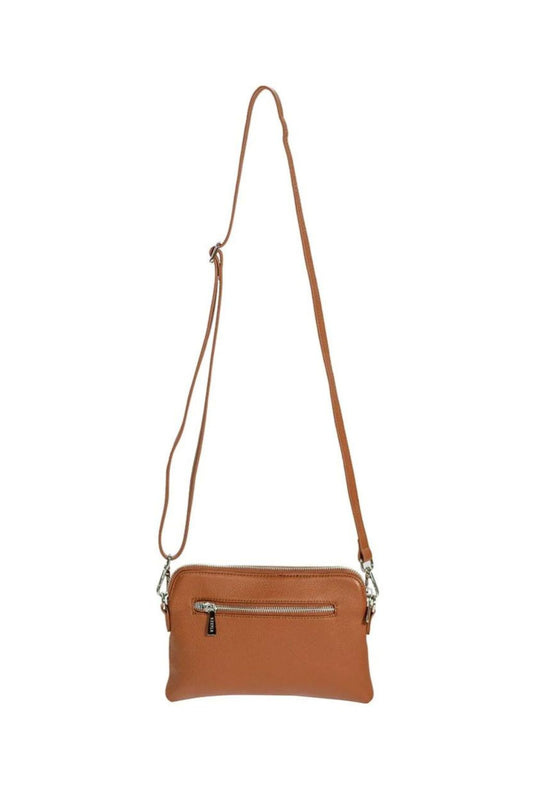 Back of Hoopla Mini Cross Body Slouch Bag in Tan
