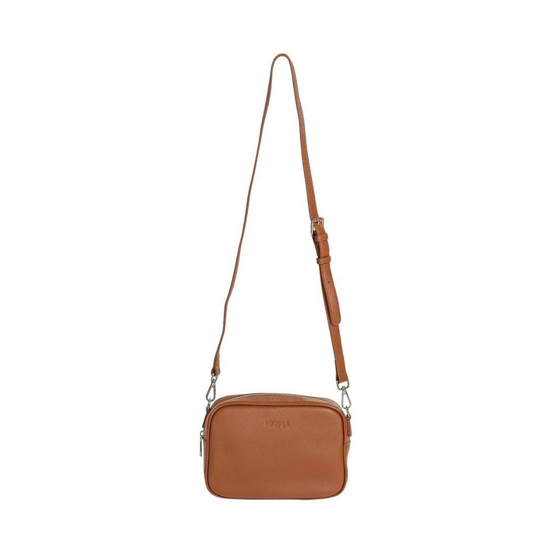 Hoopla Soft Cross Body Box Bag in Tan