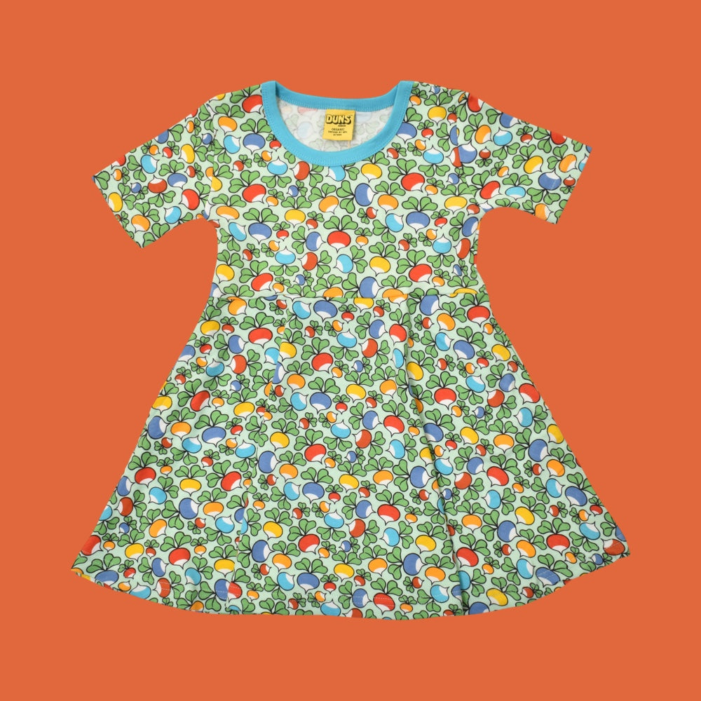 Duns Jumble Radish Blue Short Sleeve Skater Dress