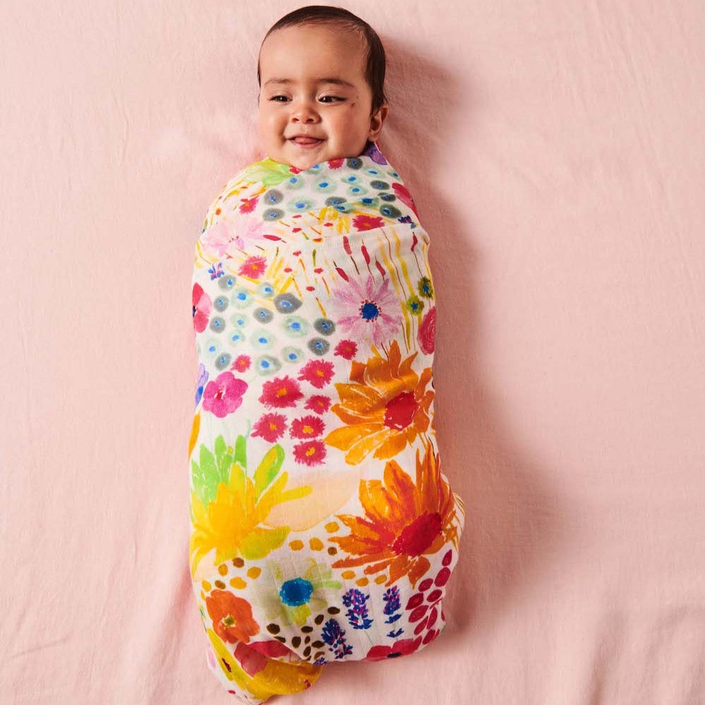 kip and co bamboo baby swaddle field of dreams floral