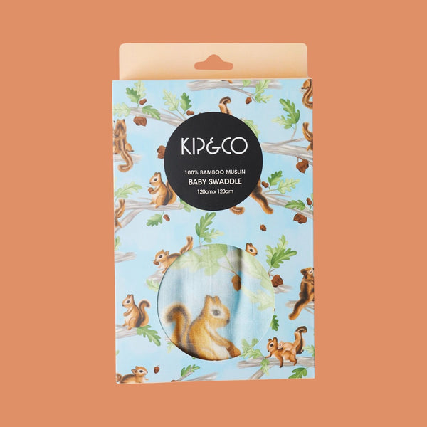 Kip & Co Squirrel Scurry Bamboo Baby Swaddle