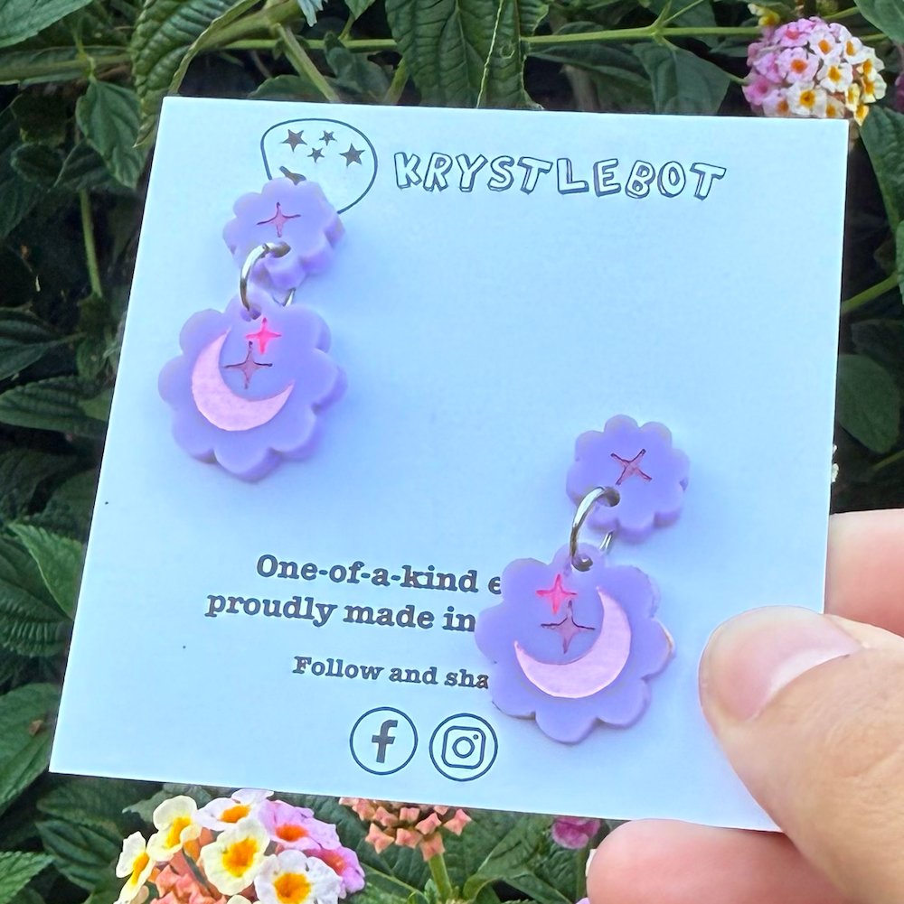 Krystlebot Small Celestial Dangles - Lilac/Pink