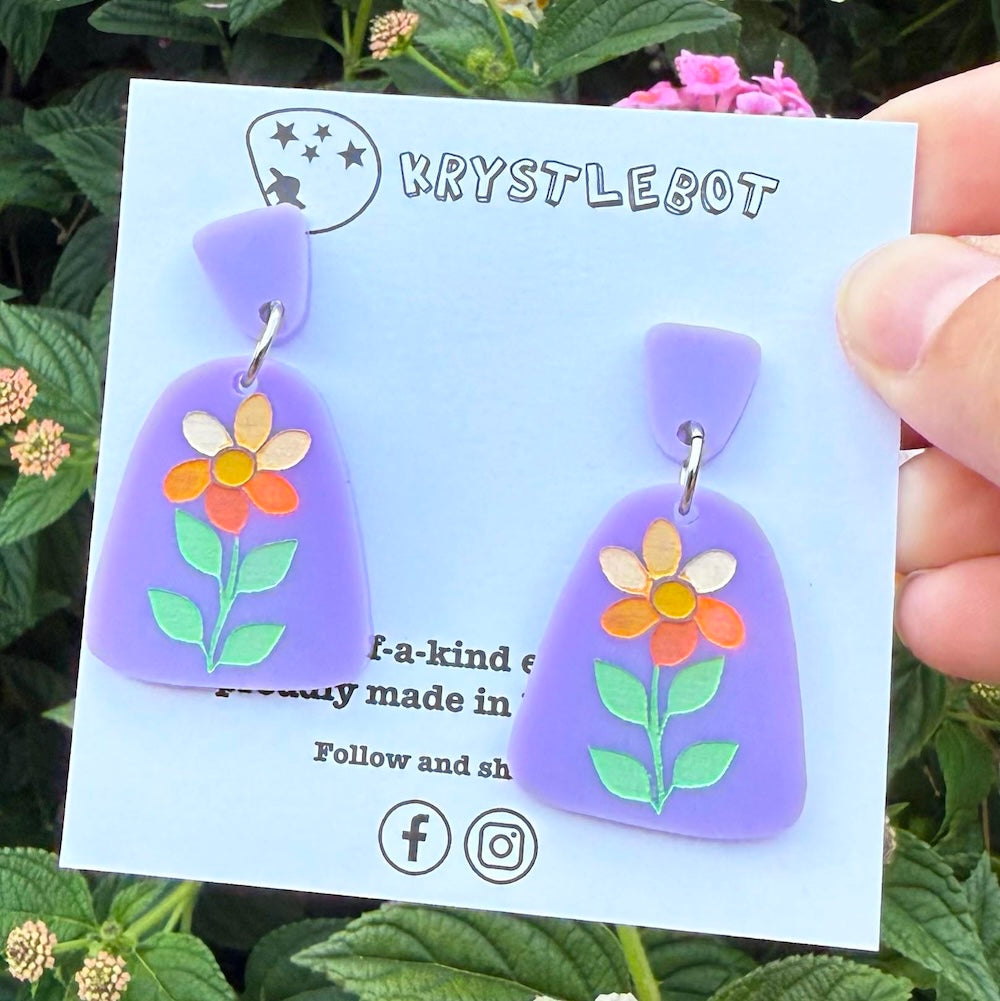 Krystlebot Flower Dangles - Lilac Flower with Stem