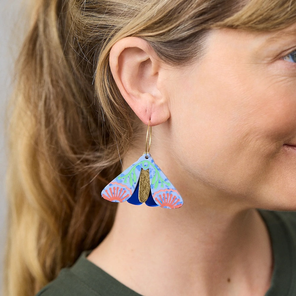 Martha Jean Moth Wattle Earrings - Periwinkle/Cobalt