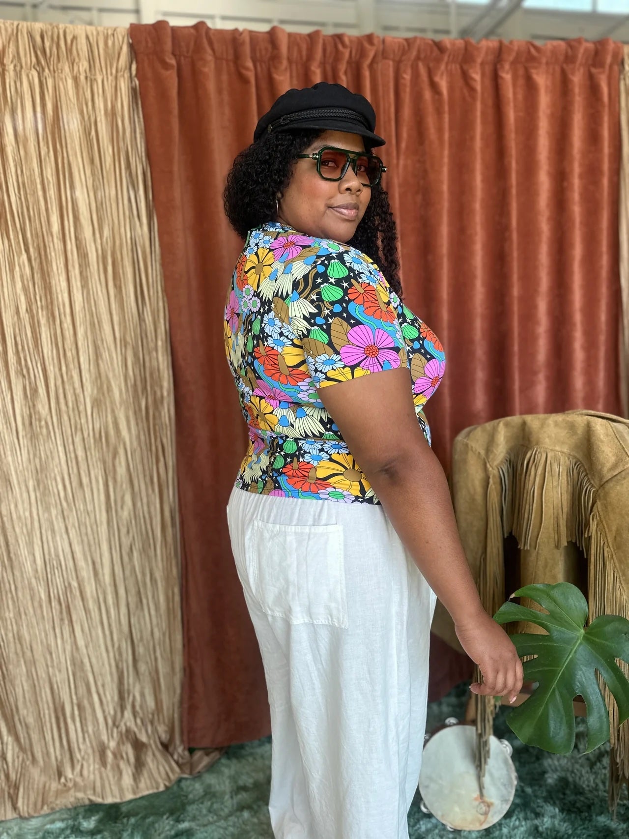 Nooworks Cosmic Floral Mock Neck Top