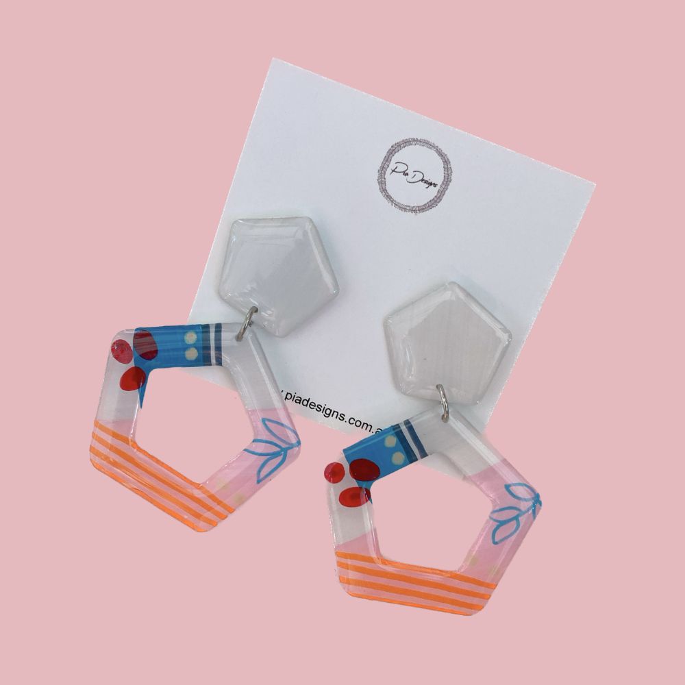 Pia Designs Penny Dangles - White/Pink/Orange/Blue/Red