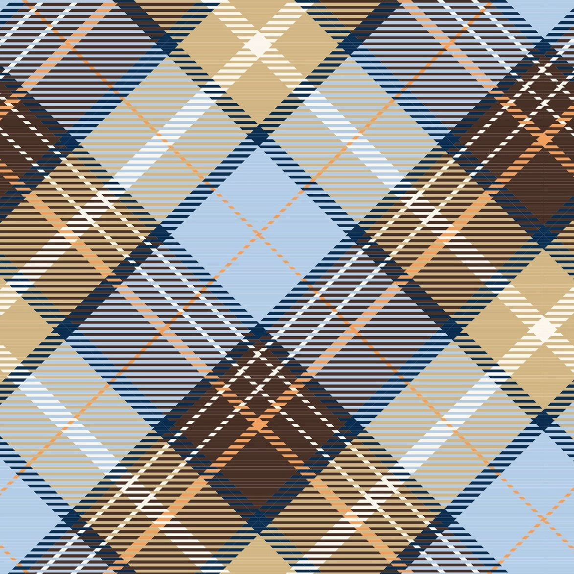 Plaid pattern with blue, brown, and beige colors