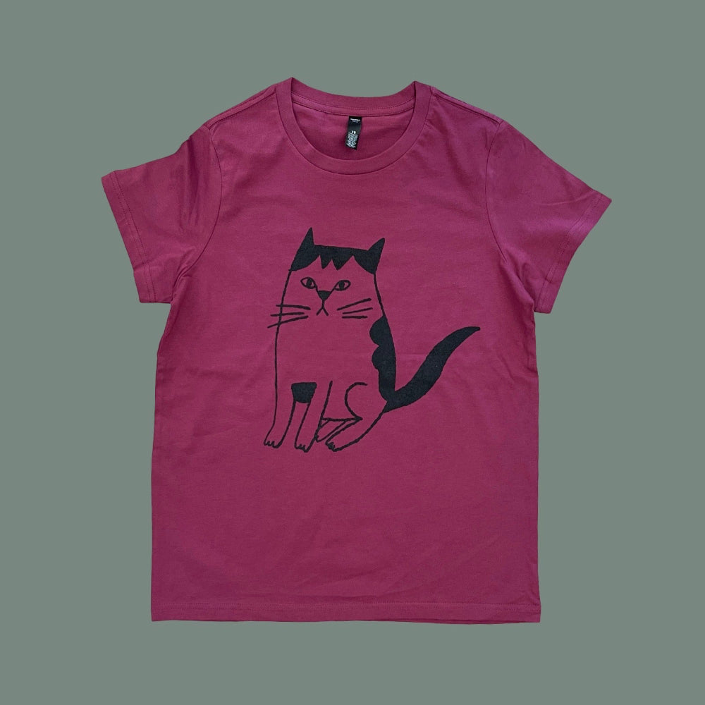 Ruck Rover Femme Fit Maude the Cat Tee - Berry