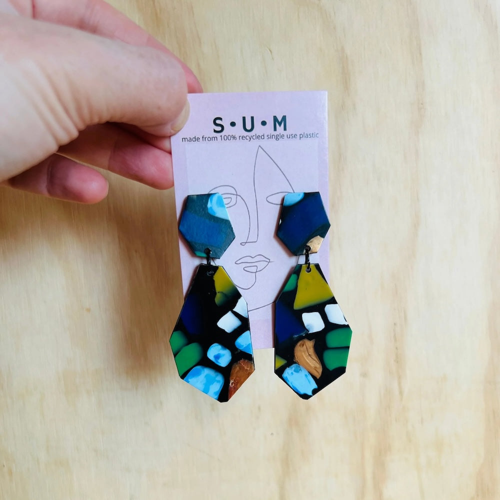 Single Use Multiverse Gem Drop Dangles - Black Mosaic
