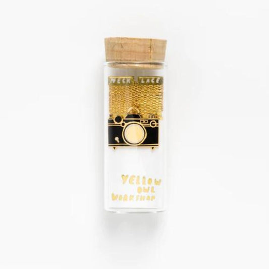 Yellow Owl Workshop Camera Necklace in a glass jar