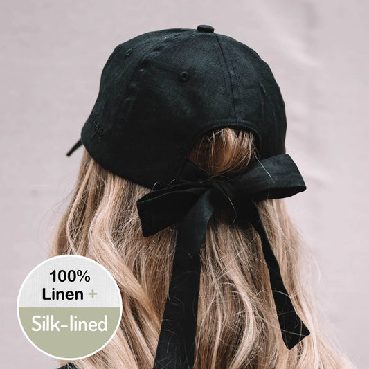Bedhead Heritage Adult Linen Bow Tie Cap - Ebony