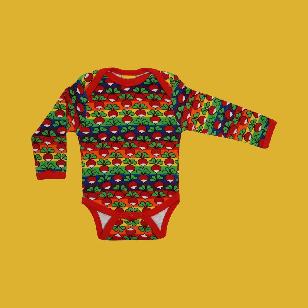 Duns Radish Stripe Bold Colours Long Sleeve Bodysuit