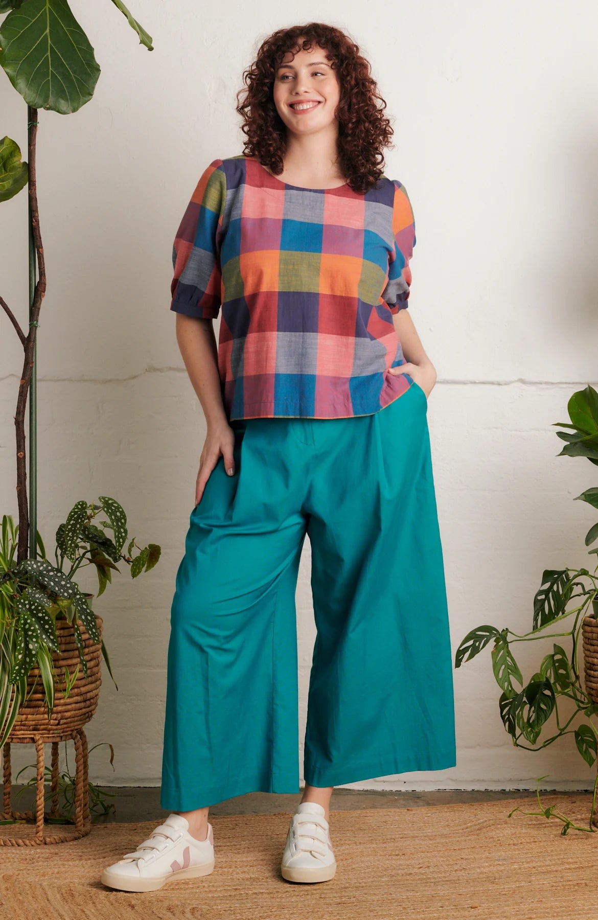Emily & Fin Ava Festival Plaid Top