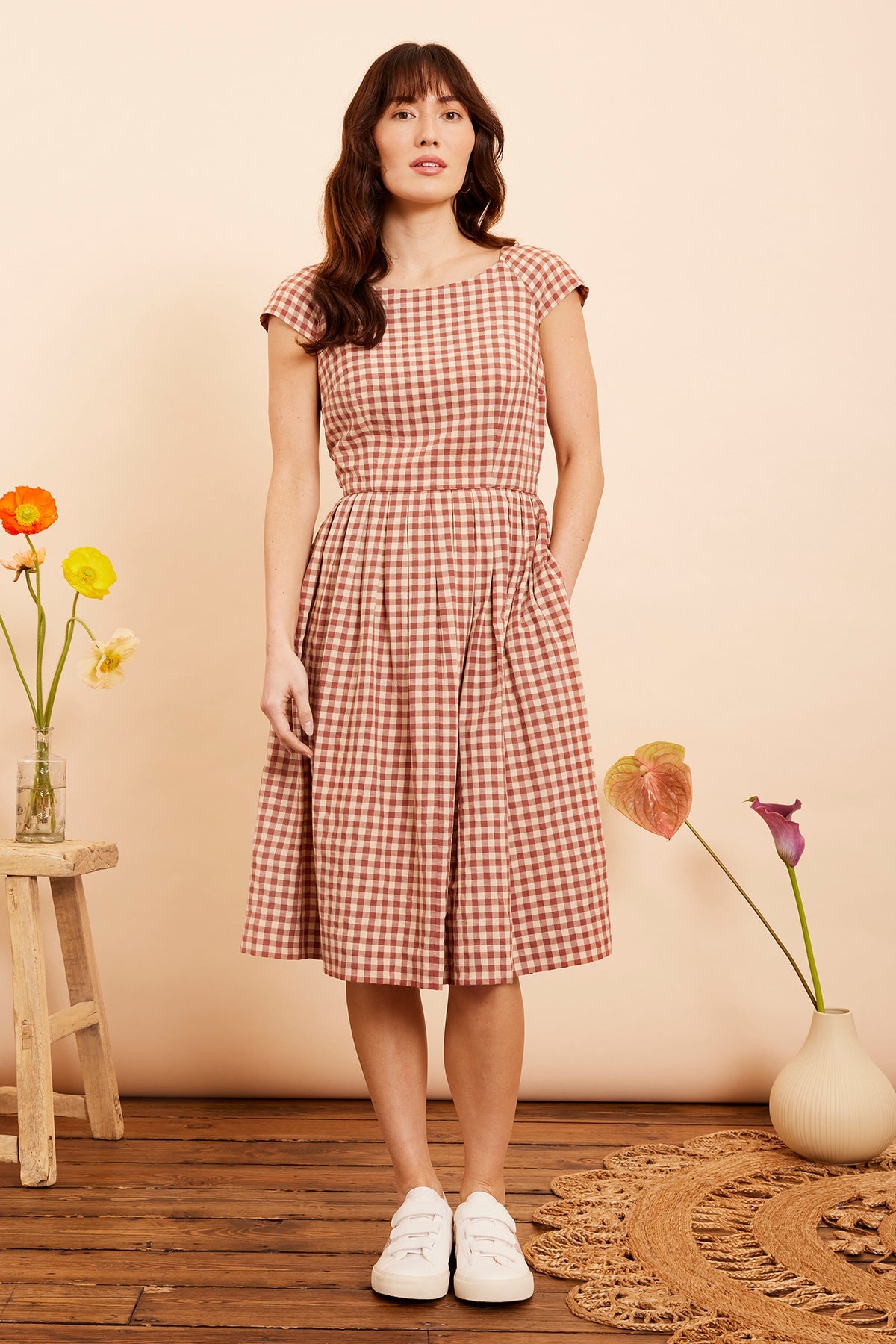 Emily & Fin Claudia Amber Check Dress - LARGE