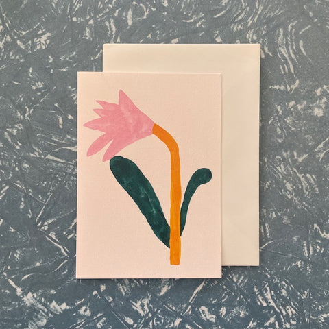 Giant Pansy Pink Tulip Card