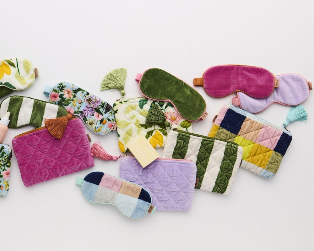 Kip & Co Moss Stripe Velvet Eye Mask