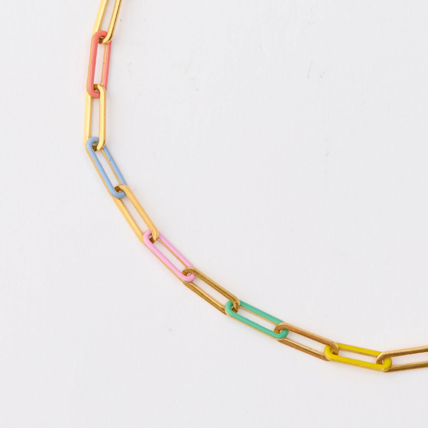 Martha Jean Rainbow Paper Chain Necklace - Gold