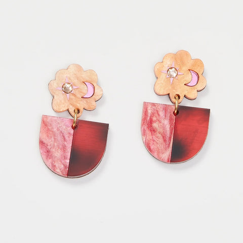 Martha Jean Celeste Earrings - Tangerine / Tortoise Pink