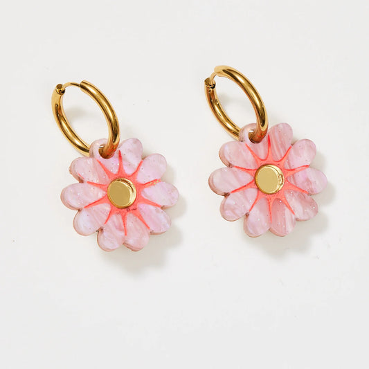 Martha Jean Hattie Earrings - Pink/Gold