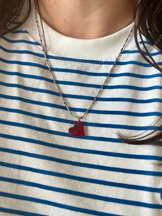 Martha Jean Rainbow Necklace Long - Silver