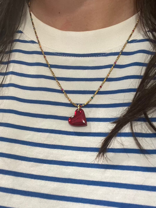 Martha Jean Heart Charm - Red/Gold