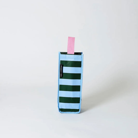 Project Ten Green Blue Stripe Wine Bag