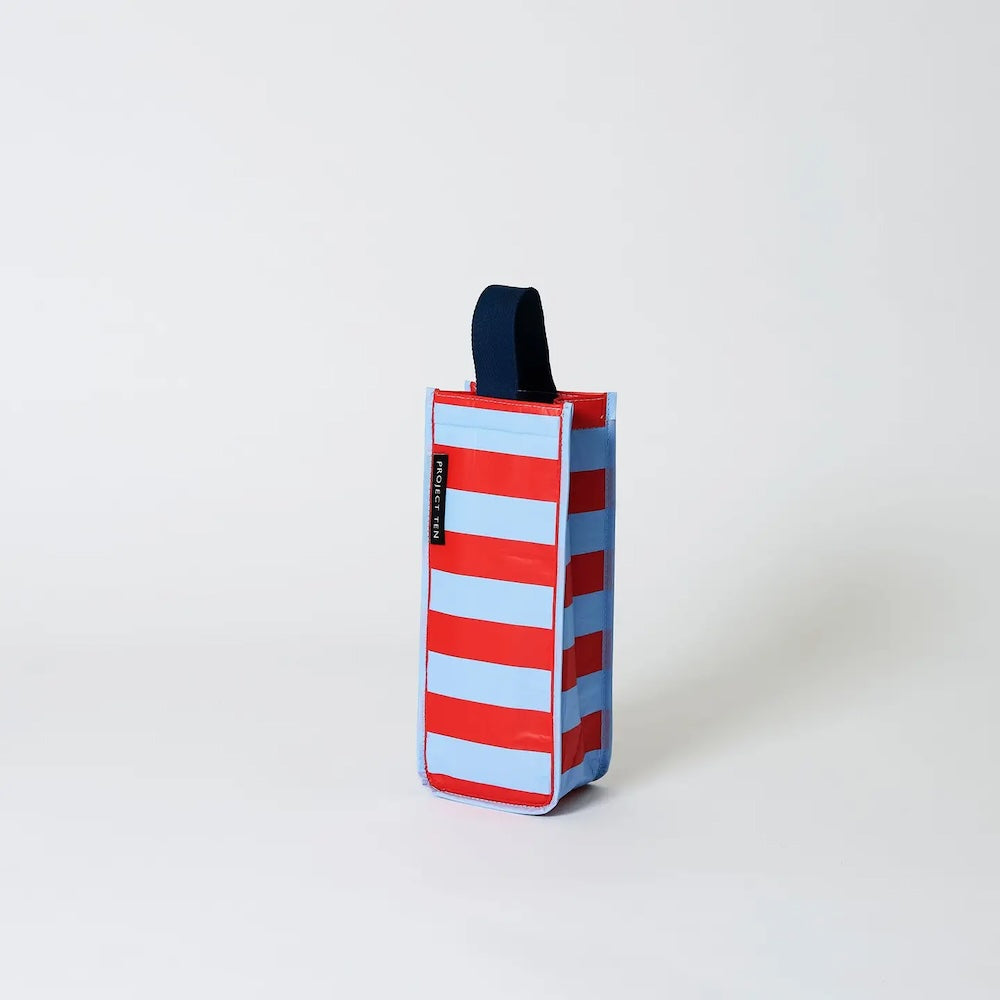 Project Ten Red Blue Stripe Wine Bag