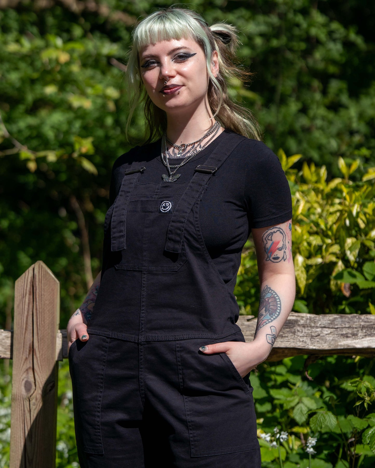 Rebel Romance Stretch Twill Dungarees - Jet Black