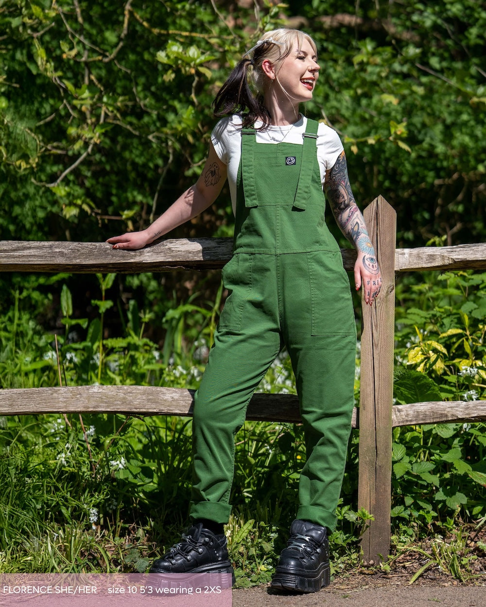 Rebel Romance Stretch Twill Dungarees - Forest Green