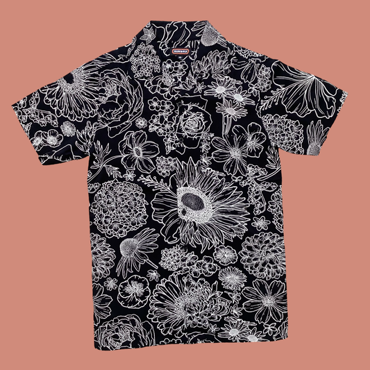Run & Fly Black/White Floral Linework Shirt