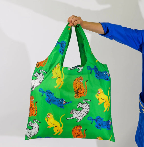 Yellow Owl Workshop Art Sack Shopping Bag - Wild Cats by Kristina Micotti
