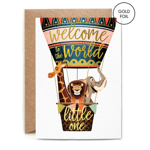 Folio Welcome To The World Little One Card with Gold Foil