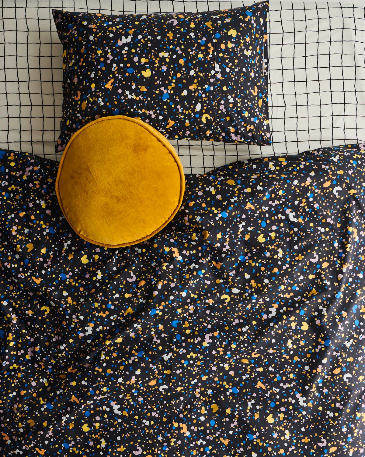 Kip & Co Splatter Black Single Pillowcase