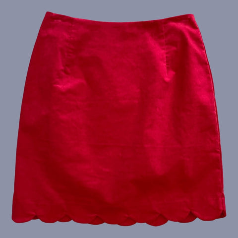 Louche Alicja Scalloped Hem Babycord Mini Skirt - Red