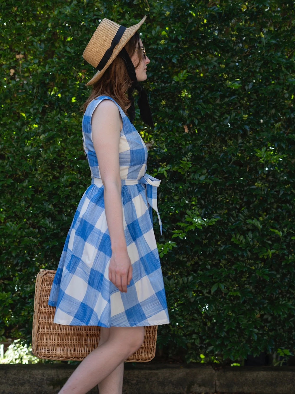 Origami Doll Spring Blooming Dress - Blue Plaid - 6
