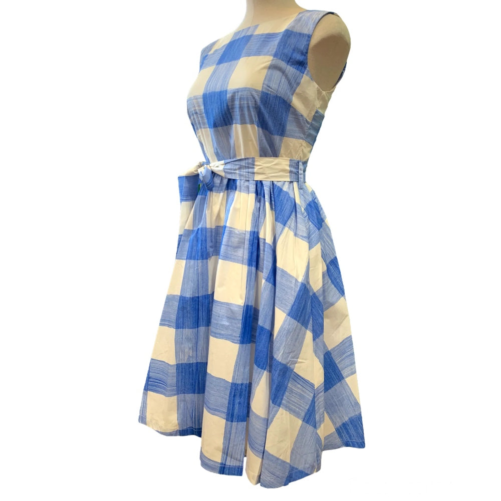 Origami Doll Spring Blooming Dress - Blue Plaid - 6