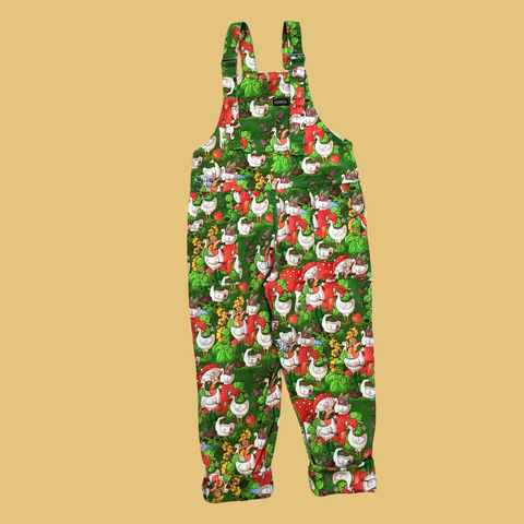 Run and Fly x The Mushroom Babes In The Geese Garden Stretch Twill Dungarees