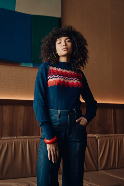 Frock Me Out Denim High Waisted Jeans - Indigo