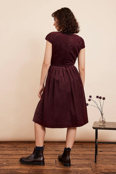 Emily & Fin Claudia Needlecord Bordeaux Dress
