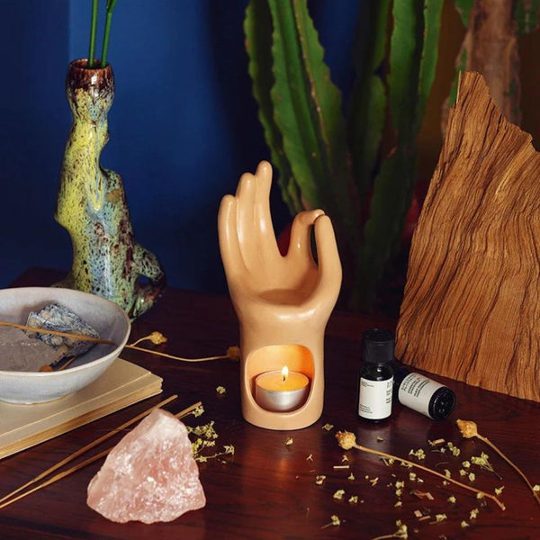 DOIY Om Meditation Hand Oil Burner  - styled