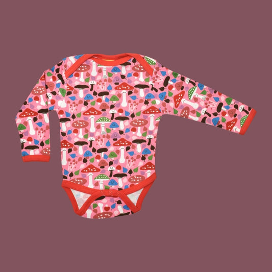 Duns Pink Mushroom Long Sleeve Bodysuit