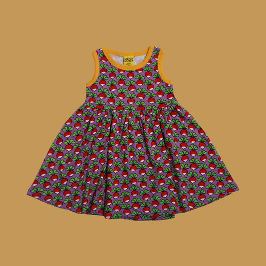 Duns Radish Violet Tulle Sleeveless Dress with Gathered Skirt