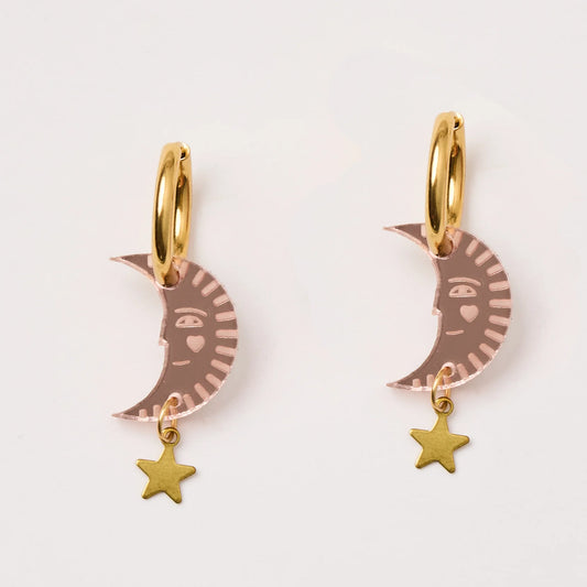 Martha Jean Moon Earrings - Rose