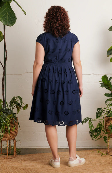Emily & Fin Claudia Floral Broderie Navy Dress