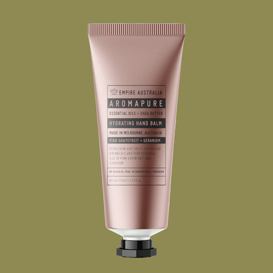 Aromapure hand balm tube on a white background