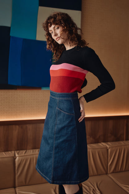 Frock Me Out A-Line Denim Skirt - Indigo