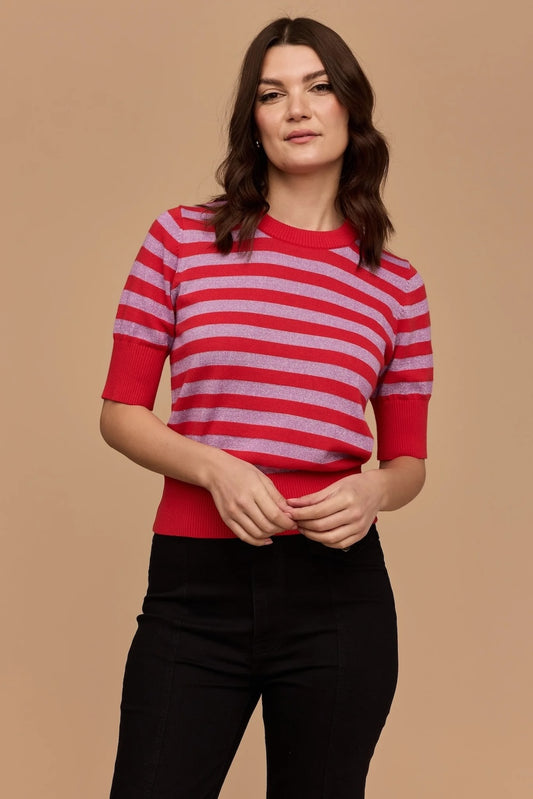 Frock Me Out Stripe Knit - Red & Disco Lilac