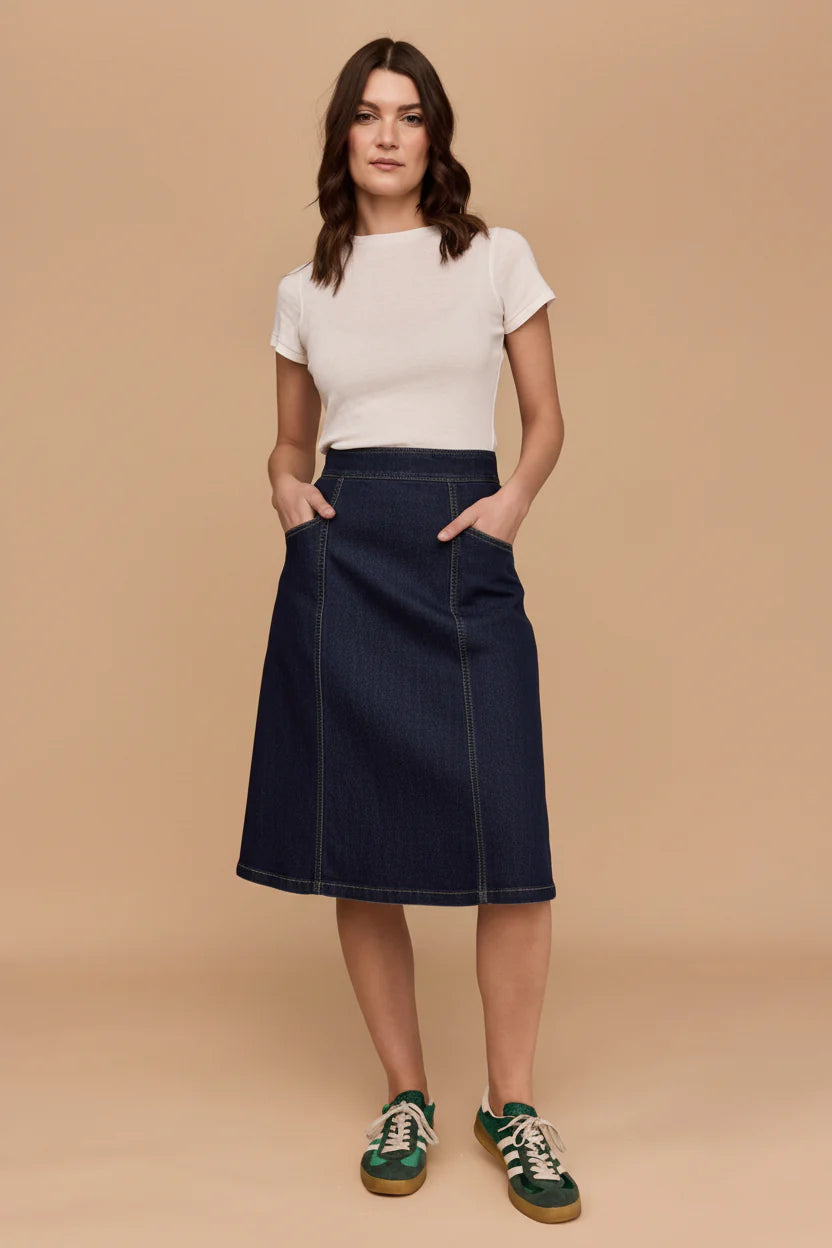 Frock Me Out A-Line Denim Skirt - Indigo