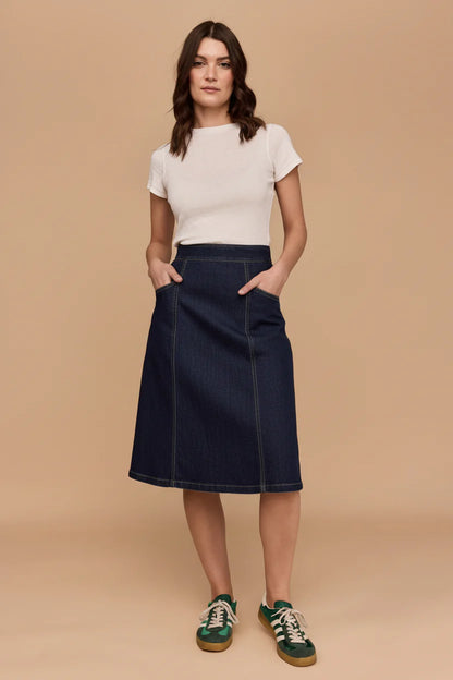 Frock Me Out A-Line Denim Skirt - Indigo
